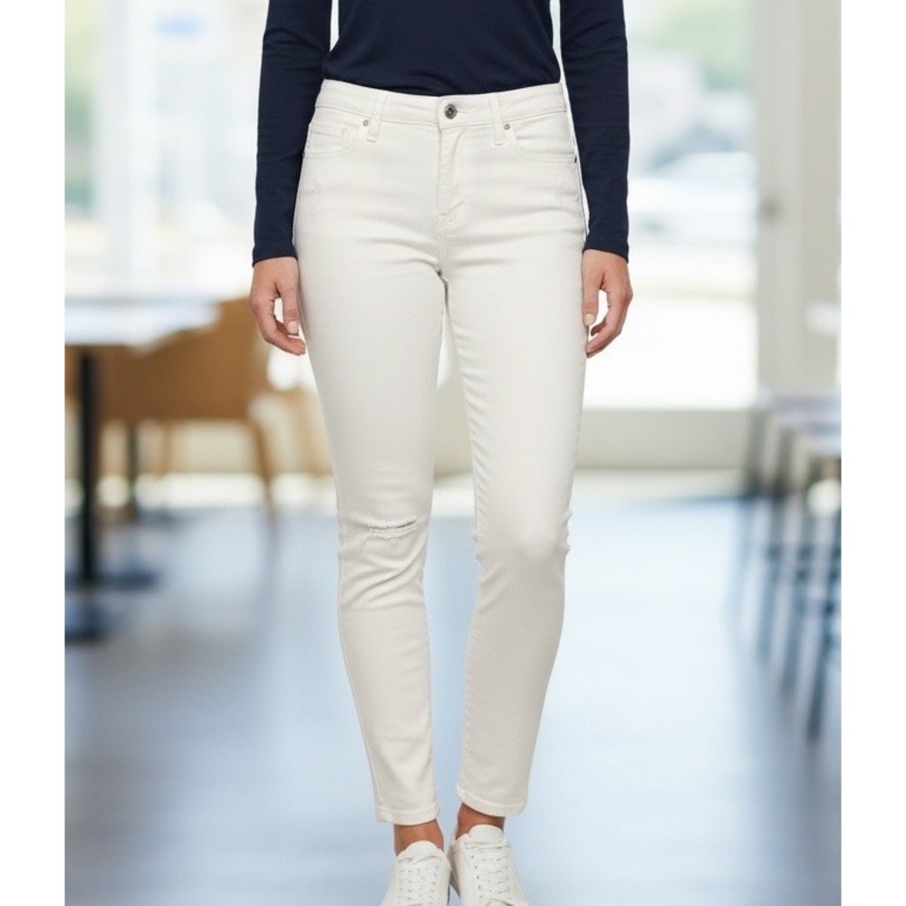 Pistola White Distressed Stretch Denim Skinny Women's Jeans Mid-rise Size 29 8